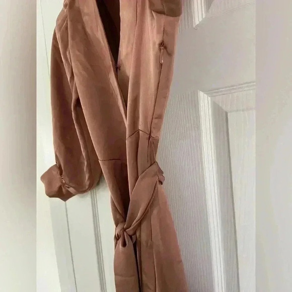 H&M Satin Wrap Front Midi Dress Rose - Picture 5 of 7